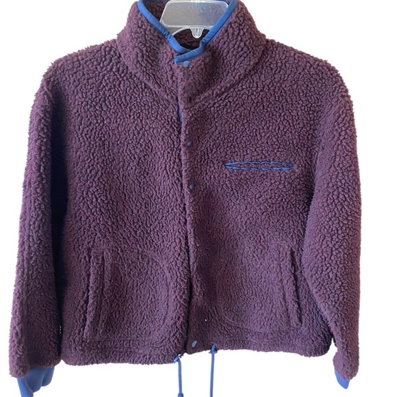 Rip Curl Burgundy Sherpa Fleece Crop Snap Jacket - Picture 1 of 5
